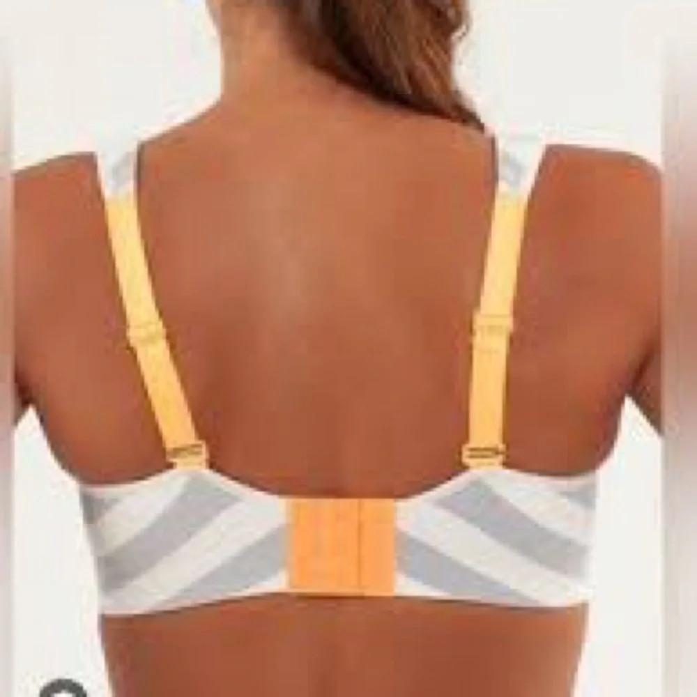 Lululemon Gray and Orange Stripped Sports Bra, supportive straps